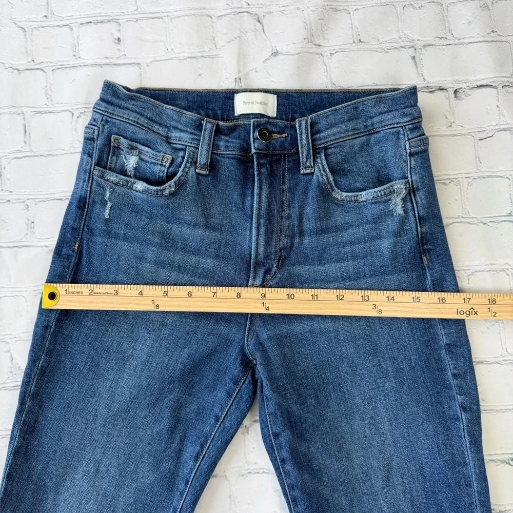 ✅ Favorite Daughter The Erin High Rise slim straight jeans Blue distressed  27